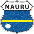 Nauru Flag Highway Shield Metal Sign 12" (HS)