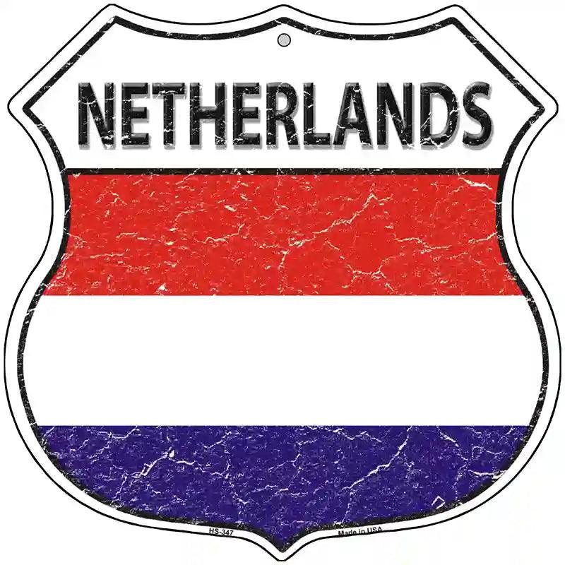 Netherlands Flag Highway Shield Metal Sign 12" (HS)