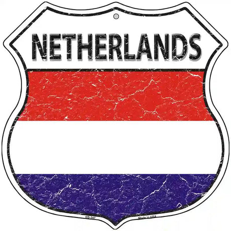 Netherlands Flag Highway Shield Metal Sign 12" (HS)