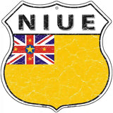 Niue Flag Highway Shield Metal Sign 12" (HS)