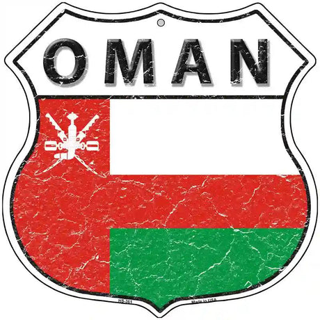 Oman Flag Highway Shield Metal Sign 12" (HS)