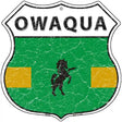 Owaqua Flag Highway Shield Metal Sign 12" (HS)