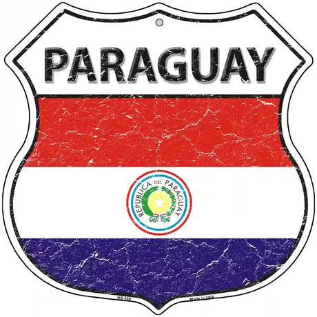 Paraguay Flag Highway Shield Metal Sign 12" (HS)