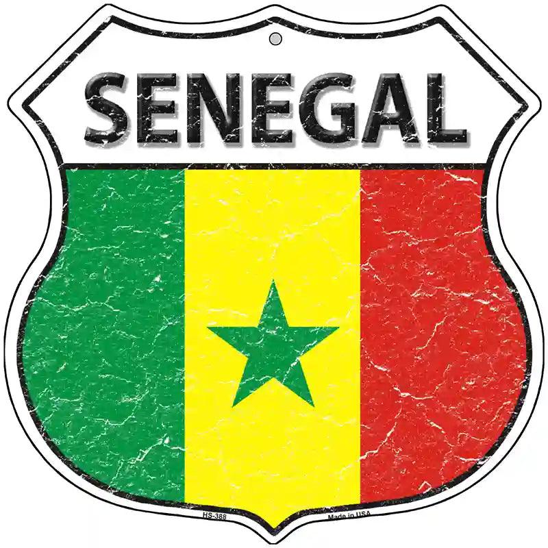 Senegal Flag Highway Shield Metal Sign 12" (HS)