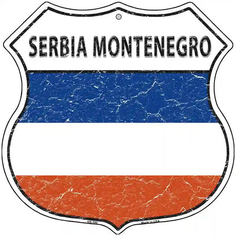 Serbia Montenegro Flag Highway Shield Metal Sign 12" (HS)