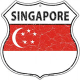 Singapore Flag Highway Shield Metal Sign 12" (HS)