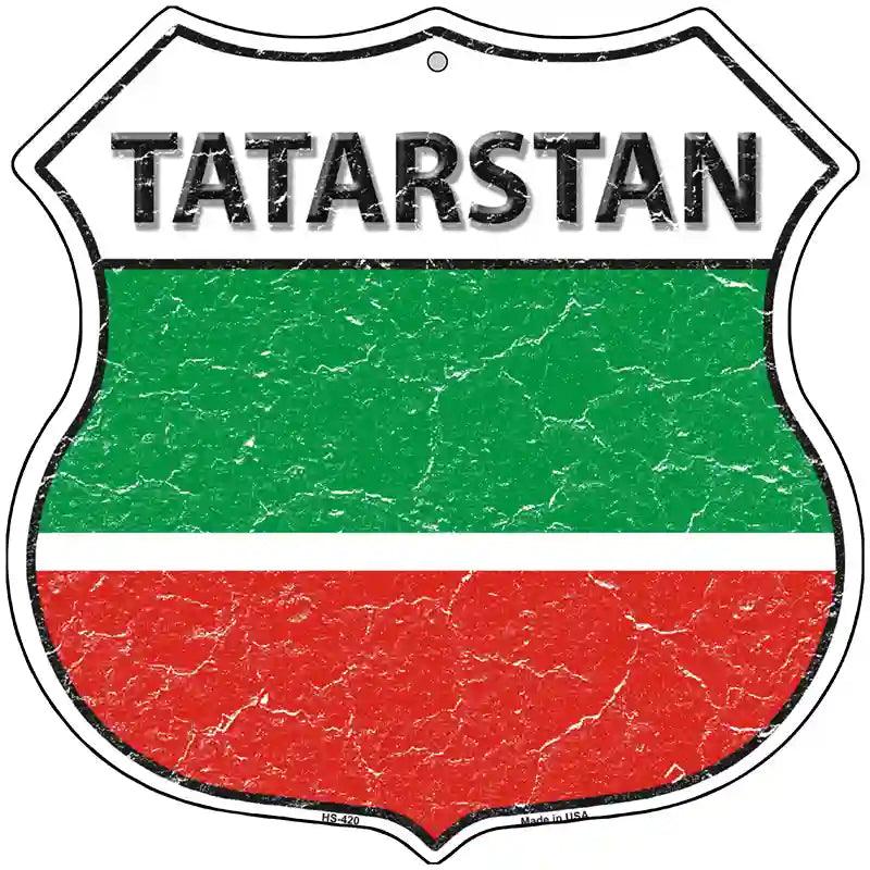 Tatarstan Flag Highway Shield Metal Sign 12" (HS)