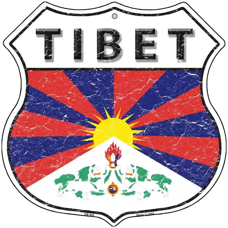 Tibet Flag Highway Shield Metal Sign 12" (HS)