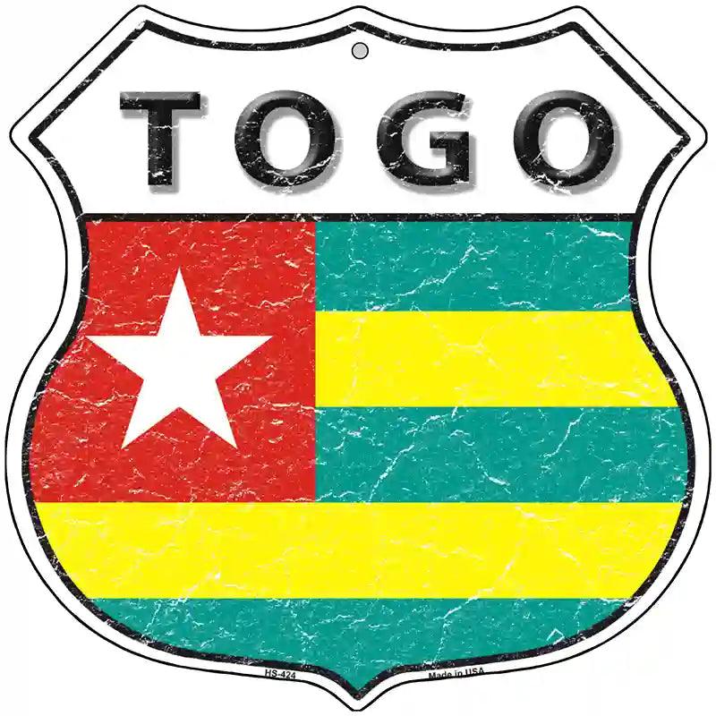 Togo Flag Highway Shield Metal Sign 12" (HS)