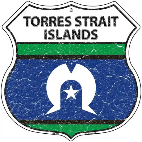 Torres Strait Islands Flag Highway Shield Metal Sign 12" (HS)