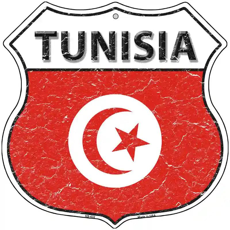 Tunisia Flag Highway Shield Metal Sign 12" (HS)