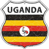 Uganda Flag Highway Shield Metal Sign 12" (HS)