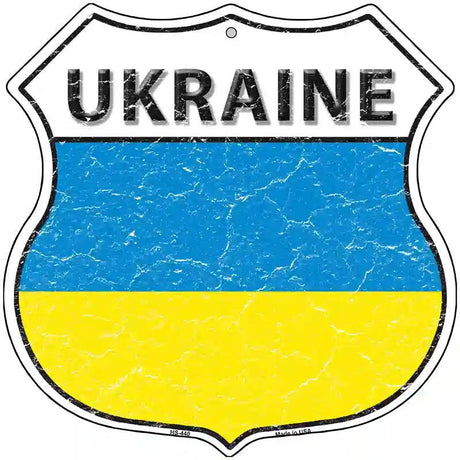 Ukraine Flag Highway Shield Metal Sign 12" (HS)
