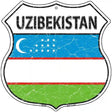 Uzibekistan Flag Highway Shield Metal Sign 12" (HS)