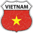 Vietnam Flag Highway Shield Metal Sign 12" (HS)