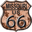 Missouri Route 66 Rusty Metal Novelty Highway Shield Sign 12" (HS)
