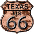 Texas Route 66 Rusty Metal Novelty Highway Shield Sign 12" (HS)