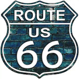 Route 66 Blue Brick Wall Metal Novelty Highway Shield Sign 12" (HS)