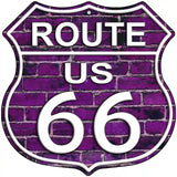 Route 66 Purple Brick Wall Metal Novelty Highway Shield Sign 12" (HS)