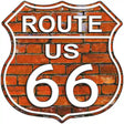 Route 66 Orange Brick Wall Metal Novelty Highway Shield Sign 12" (HS)