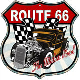 Brown Hot Rod Route 66 Novelty Metal Highway Shield Sign 12" (HS)