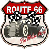 Grey Hot Rod Route 66 Novelty Metal Highway Shield Sign 12" (HS)