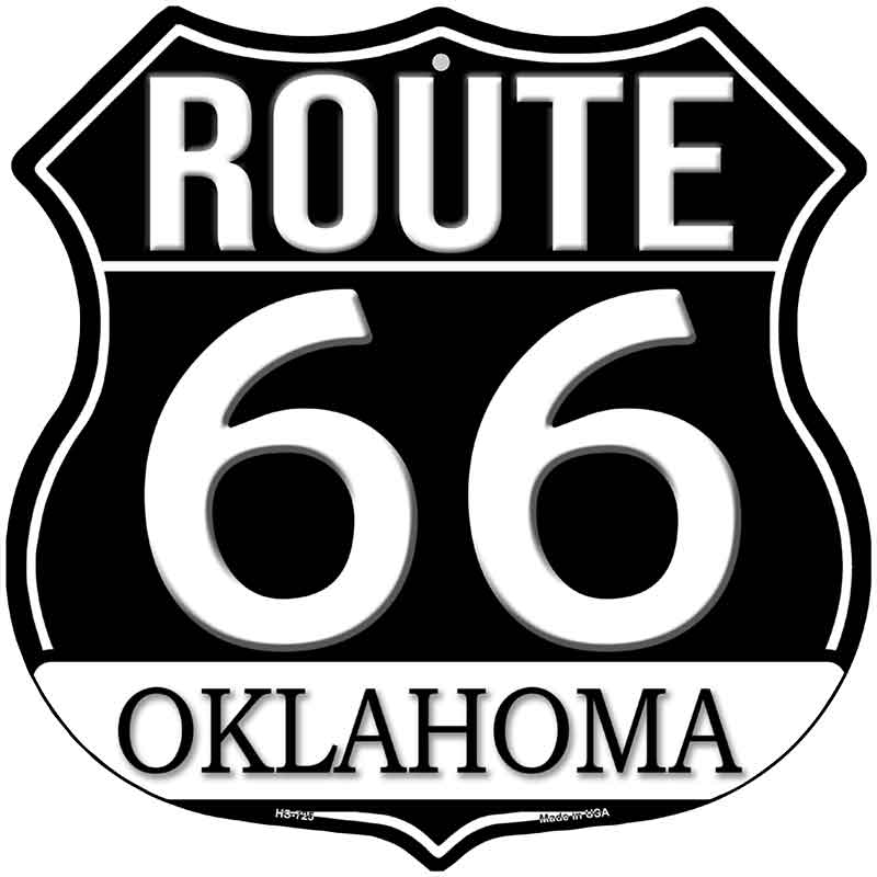 OK Route 66 Black Novelty Highway Shield Sign HS-725
