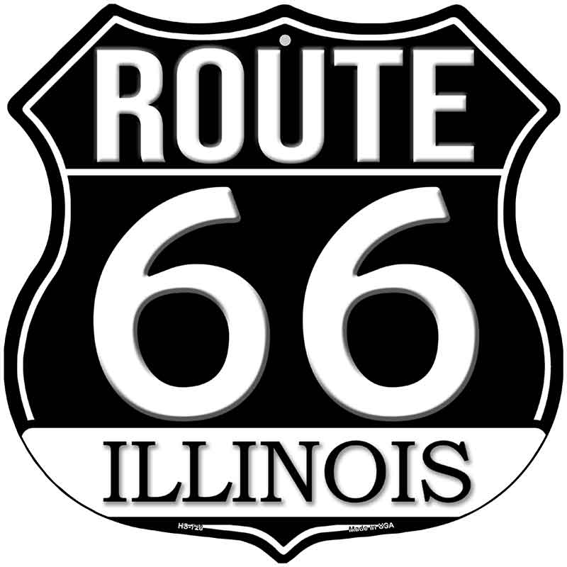 IL Route 66 Black Novelty Highway Shield Sign HS-728
