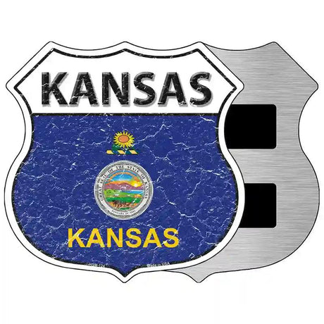 Kansas State Flag Highway Shield Metal Sign 5" (HSM)