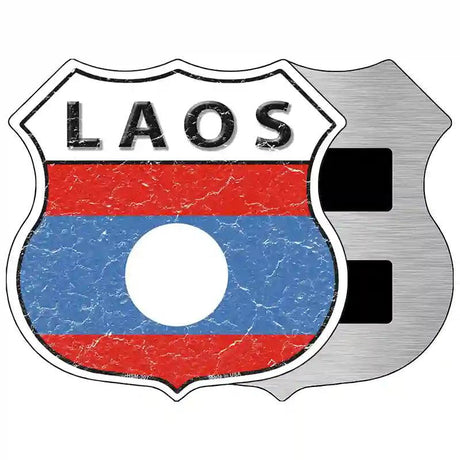 Laos Flag Highway Shield Metal Sign 5" (HSM)