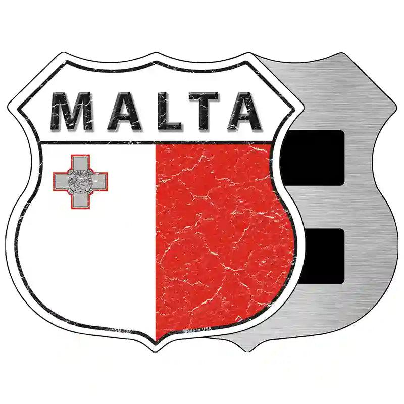 Malta Flag Highway Shield Metal Sign 5" (HSM)