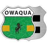 Owaqua Flag Highway Shield Metal Sign 5" (HSM)