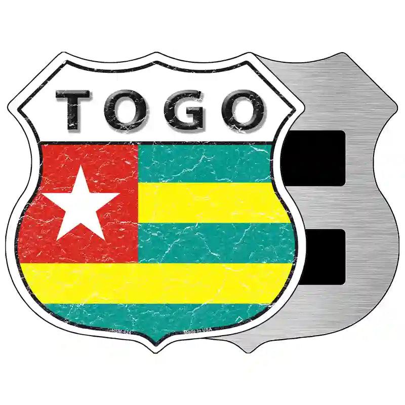 Togo Flag Highway Shield Metal Sign 5" (HSM)