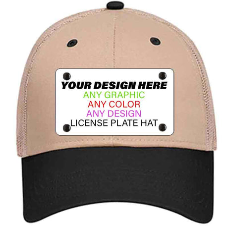 Personalized Design Your Own Custom Novelty Aluminum License Plate Hat | 4" x 2.2" Mounted Hats Mesh Khaki|Black
