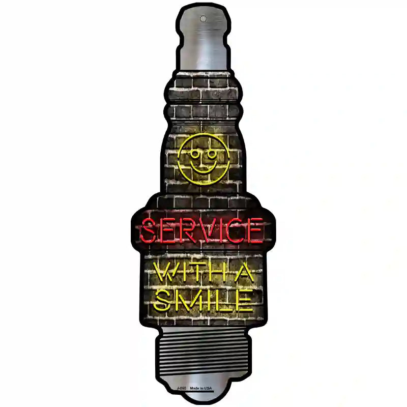 Service With A Smile Novelty Metal Spark Plug Sign J-055