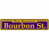 Bourbon St. Purple Novelty Metal Street Sign 18" x 4" (K)