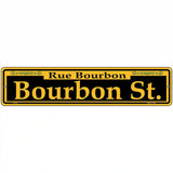 Bourbon St. Yellow Novelty Metal Street Sign 18" x 4" (K)