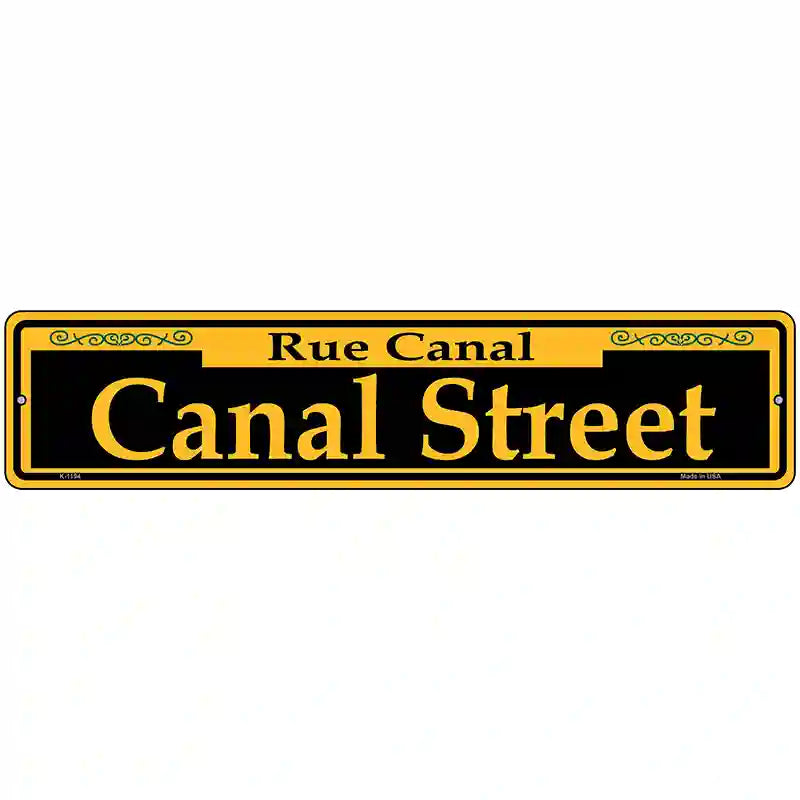 Canal Street Yellow Novelty Metal Street Sign 18" x 4" (K)