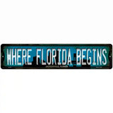 Jacksonville Florida Where Florida Begins Novelty Metal Street Sign 18" x 4" (K)