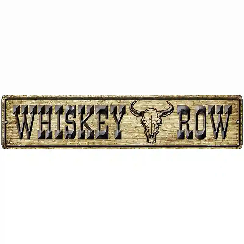 Whiskey Row Skull Novelty Metal Street Sign 18" x 4" (K)