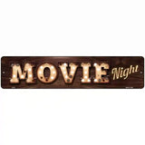 Movie Night Bulb Lettering Novelty Metal Street Sign 18" x 4" (K)