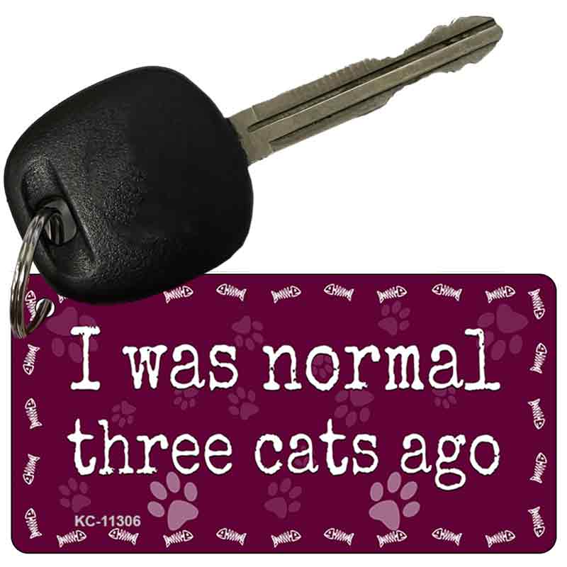 I Was Normal Three Cats Ago Novelty Metal Key Chain KC-11306 2.25" x 1.125" Key Chain (KC)