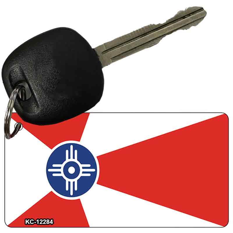 Wichita Flag Novelty Metal Key Chain 2.25" x 1.125" Key Chain (KC)