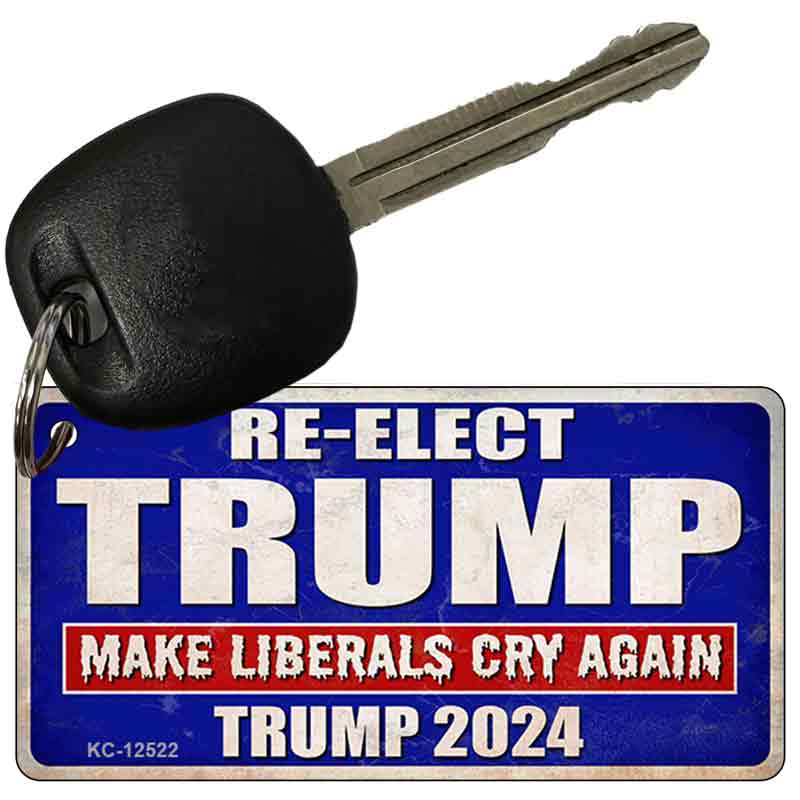 Show Your Spirit! Trump 2024 'Make Liberals Cry Again' Embroidered Patch Double-Sided Keychain Tag