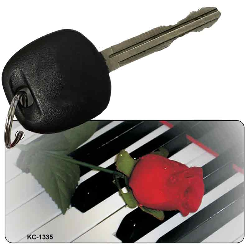 Piano Keys Red Rose Novelty Metal Key Chain KC-1335