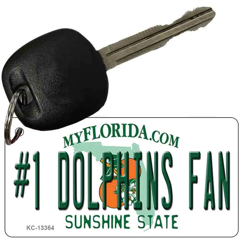 Number 1 Dolphins Fan Novelty Metal Key Chain KC-13364