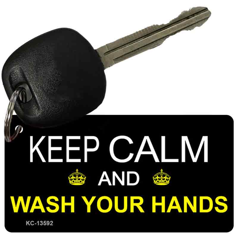 Keep Calm Wash Your Hands Novelty Metal Key Chain KC-13592 2.25" x 1.125" Key Chain (KC)