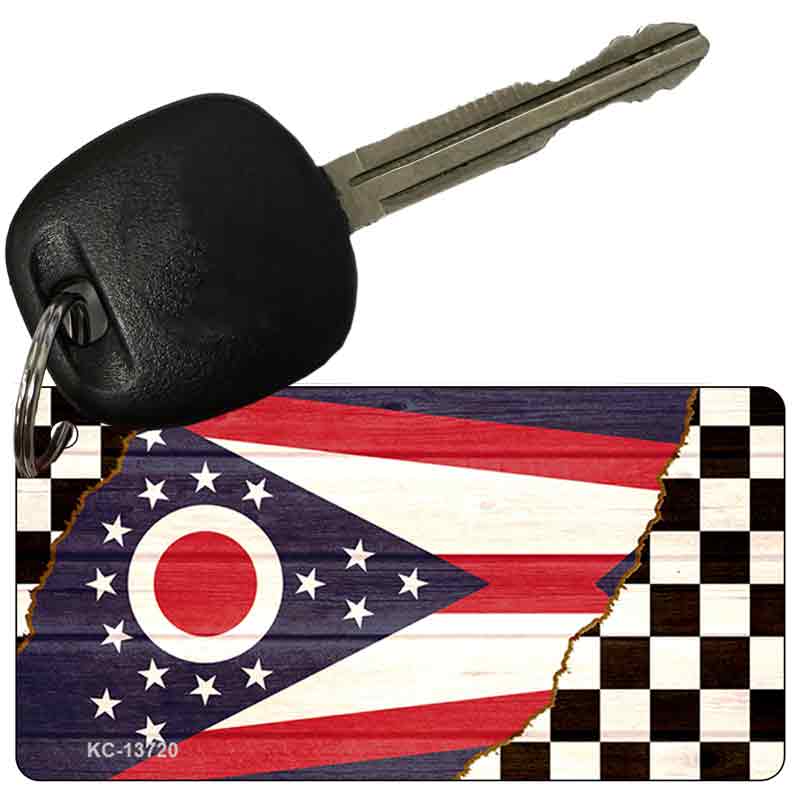 Ohio Racing Flag Novelty Metal Key Chain KC-13720