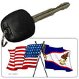 American Samoa USA Crossed Flags Novelty Metal Key Chain 2.25" x 1.125" Key Chain (KC)