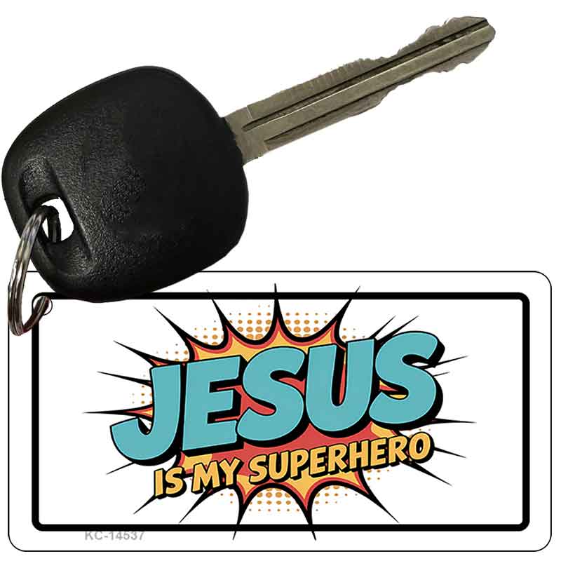 Jesus is My Superhero Novelty Aluminum Key Chain KC-14537